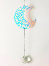 Load image into Gallery viewer, Rainbow Iridescent Leopard Crescent Moon Prism Suncatcher