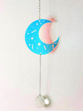 Load image into Gallery viewer, 80s Memphis Style Rainbow Iridescent Crescent Moon Prism Suncatcher