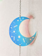 Load image into Gallery viewer, 80s Memphis Style Rainbow Iridescent Crescent Moon Prism Suncatcher