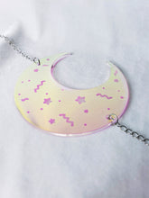 Load image into Gallery viewer, 80s Memphis Style Rainbow Iridescent Crescent Moon Prism Suncatcher