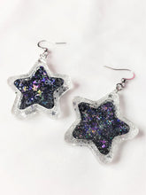 Load image into Gallery viewer, Shaker Star with Moon and Star Glitter Earrings