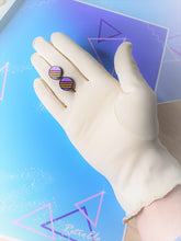 Load image into Gallery viewer, Bright Vaporwave Black with Gold Sparkle Retro Sun/Moon Stud