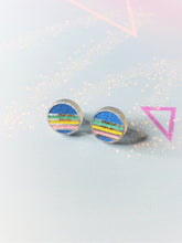 Load image into Gallery viewer, Pastel Vaporwave Sparkle Retro Sun/Moon Stud