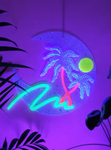 Load image into Gallery viewer, Neon Moon-Blacklight Crescent Moon Acrylic Art Wall Hanging