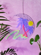 Load image into Gallery viewer, Neon Moon-Blacklight Crescent Moon Acrylic Art Wall Hanging