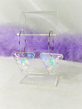 Load image into Gallery viewer, Rainbow Triangle 80s Party Hoop Earrings