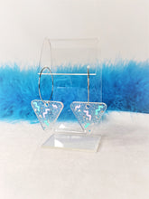Load image into Gallery viewer, Glitter Triangle 80s Holiday Party Hoop Earrings
