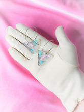Load image into Gallery viewer, Glitter Triangle 80s Holiday Party Hoop Earrings