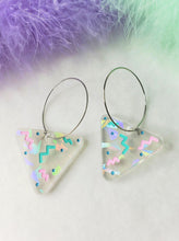 Load image into Gallery viewer, Rainbow Triangle 80s Party Hoop Earrings