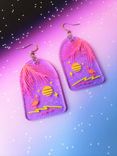 Load image into Gallery viewer, Retro Paradise-Fluorescent Flamingo Tropical Earrings