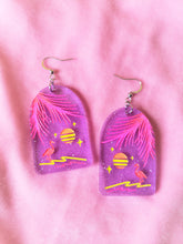 Load image into Gallery viewer, Retro Paradise-Fluorescent Flamingo Tropical Earrings