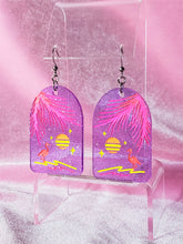 Load image into Gallery viewer, Retro Paradise-Fluorescent Flamingo Tropical Earrings