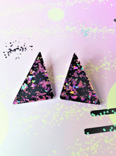 Load image into Gallery viewer, 80s Inspired Chunky Glitter Triangle Studs | More Colors!