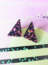 Load image into Gallery viewer, Mini 80s Inspired Chunky Glitter Triangle Studs | More Colors!