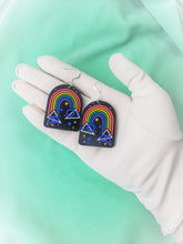 Load image into Gallery viewer, 80s Geometric Rainbow Earrings