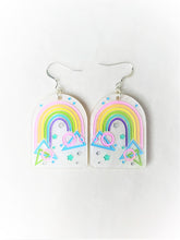 Load image into Gallery viewer, 80s Geometric Rainbow Earrings