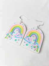 Load image into Gallery viewer, 80s Geometric Rainbow Earrings