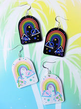 Load image into Gallery viewer, 80s Geometric Rainbow Earrings