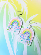 Load image into Gallery viewer, 80s Geometric Rainbow Earrings