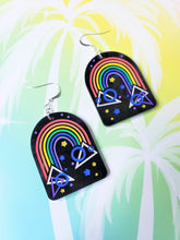Load image into Gallery viewer, 80s Geometric Rainbow Earrings
