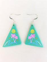 Load image into Gallery viewer, Vaporwave 80s Beach Palm Tree Acrylic Earrings