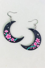 Load image into Gallery viewer, Cherry Blossom Crescent Moon Earrings