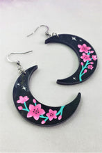 Load image into Gallery viewer, Cherry Blossom Crescent Moon Earrings