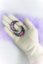 Load image into Gallery viewer, Cherry Blossom Crescent Moon Earrings