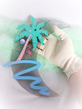 Load image into Gallery viewer, Flamingo MoonWave-Made To Order-Crescent Moon Acrylic Art Wall Hanging