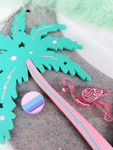 Load image into Gallery viewer, Flamingo MoonWave-Made To Order-Crescent Moon Acrylic Art Wall Hanging