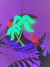 Load image into Gallery viewer, 1980s Los Angeles-Made To Order-Blacklight Crescent Moon Acrylic Art Wall Hanging, Vaporwave Wall Art