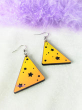 Load image into Gallery viewer, 80s Star Geometric Rainbow Iridescent Earrings