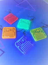 Load image into Gallery viewer, Mini Neon Retro Diskette Inspired Earrings