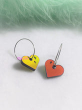 Load image into Gallery viewer, Mini Black Rainbow Iridescent Heart Earrings