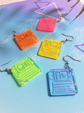 Load image into Gallery viewer, Mini Neon Retro Diskette Inspired Earrings