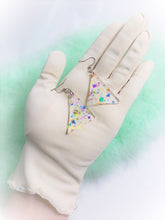 Load image into Gallery viewer, Retro Rainbow Confetti Glitter Triangle Earrings | 80s | 90s