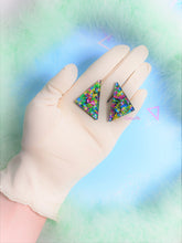 Load image into Gallery viewer, 80s Inspired Chunky Glitter Triangle Studs | More Colors!