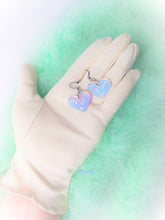 Load image into Gallery viewer, Matte Memphis Rainbow Iridescent Heart Earrings