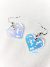 Load image into Gallery viewer, Matte Memphis Rainbow Iridescent Heart Earrings