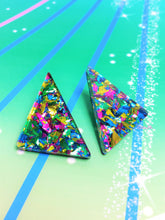 Load image into Gallery viewer, 80s Inspired Chunky Glitter Triangle Studs | More Colors!