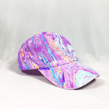 Load image into Gallery viewer, Purple Blue Retro Inspired Blacklight Dad Hat-Marble Dipped
