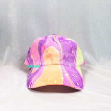 Load image into Gallery viewer, Color Block Purple Orange Retro Inspired Blacklight Dad Hat-Marble Dipped
