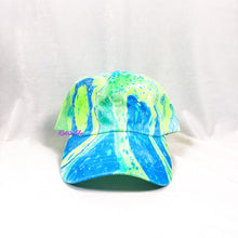 Load image into Gallery viewer, Color Block Blue Green Retro Inspired Blacklight Dad Hat-Marble Dipped
