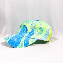 Load image into Gallery viewer, Color Block Blue Green Retro Inspired Blacklight Dad Hat-Marble Dipped
