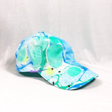 Load image into Gallery viewer, Color Block Blue Teal Retro Inspired Blacklight Dad Hat-Marble Dipped
