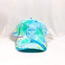 Load image into Gallery viewer, Color Block Blue Teal Retro Inspired Blacklight Dad Hat-Marble Dipped
