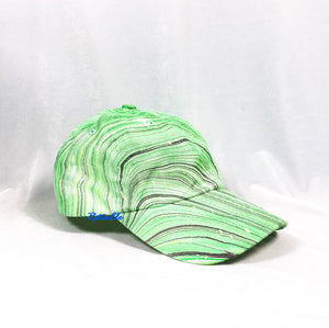 Green Black Striped Retro Inspired Blacklight Dad Hat-Marble Dipped