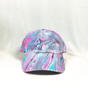 Pink Blue Retro Inspired Blacklight Dad Hat-Marble Dipped