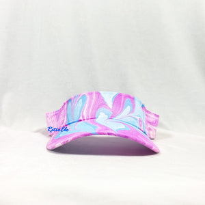 Pink Blue Hearts Retro Inspired Visor Hat-Marble Dipped