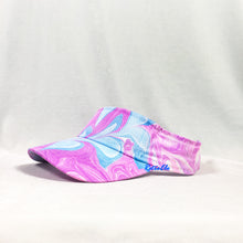 Load image into Gallery viewer, Pink Blue Hearts Retro Inspired Visor Hat-Marble Dipped
